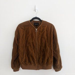 Frank & Oak Quilted Velvet Bomber Jacket, SM